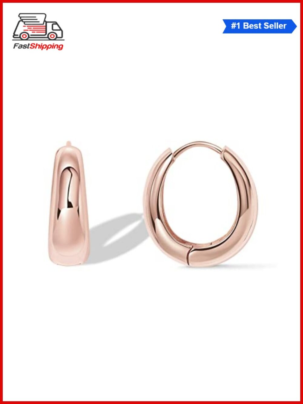 ✨PAVOI 14K Gold Plated Chunky Hoop Earrings for Women Lightweight 19mm